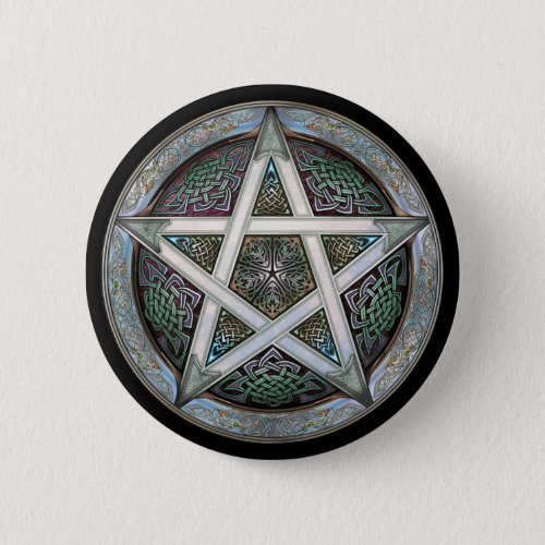 Silver Pentacle Round Button