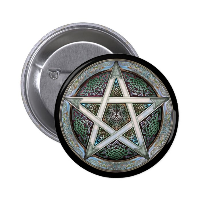 Silver Pentacle Round Button