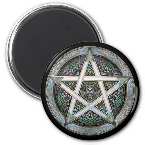 Silver Pentacle Round Magnet