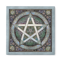 Silver Pentacle Square Magnet