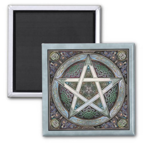 Silver Pentacle Square Magnet