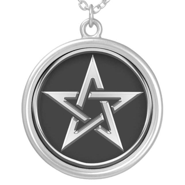 Silver Pentagram 2 Plated Necklace (Front)