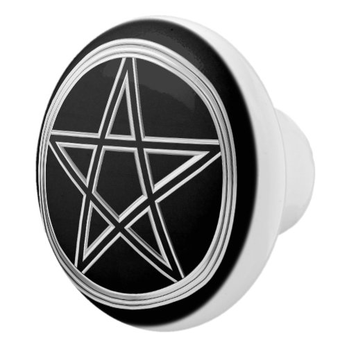 Silver pentagram ceramic knob