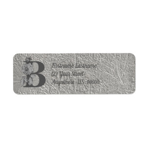 Silver Peony Elegant Monogram Initial B Address  Label