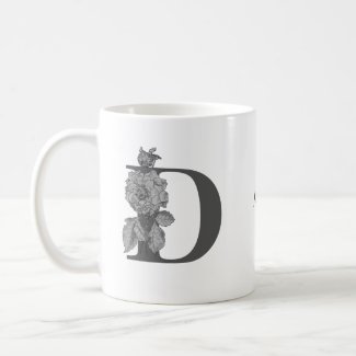 Silver Peony Elegant Monogram Initial D Your Name 