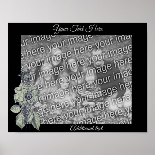 Silver Peony Flower Personalized Add Your Photo Poster