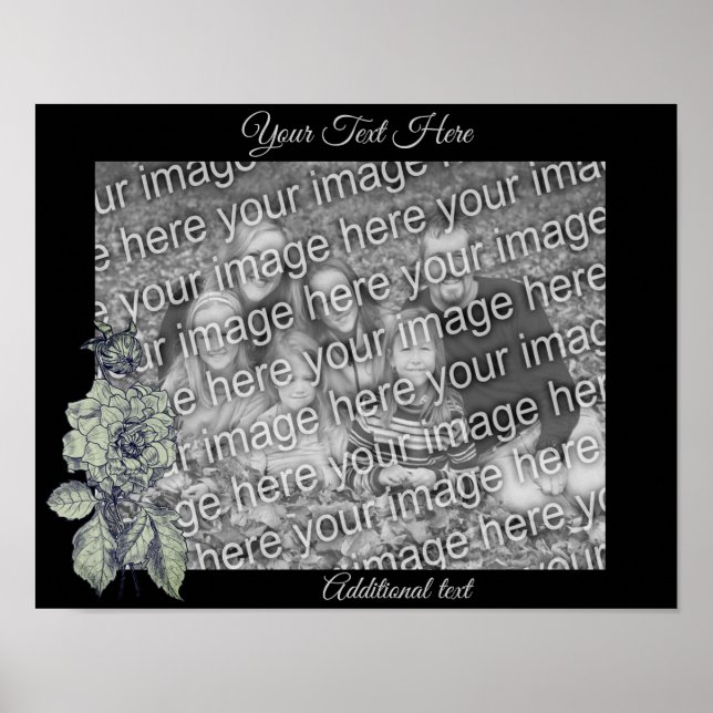 Silver Peony Flower Personalized Add Your Photo Poster (Front)