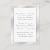 Silver Peony on White Linen Enclosure Card (Back)