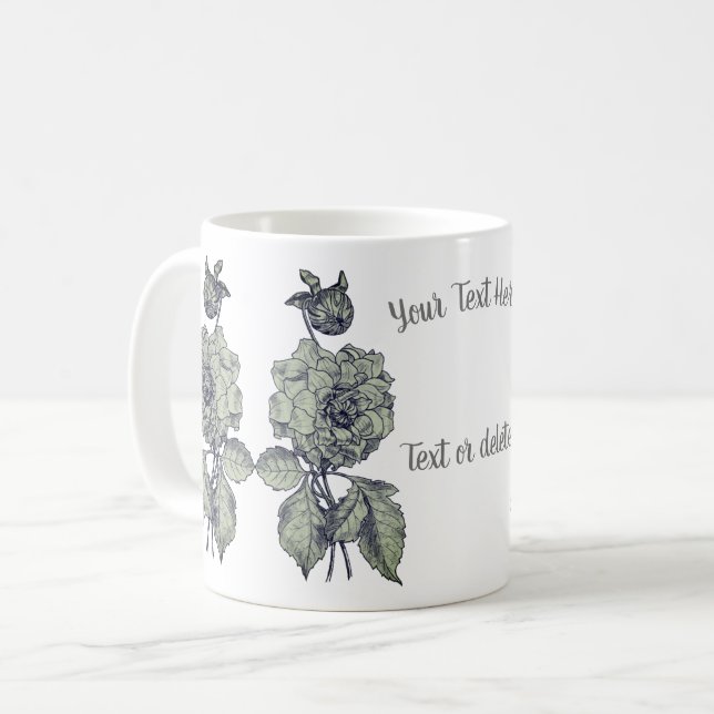 Silver Peony Personalized Coffee Mug (Front Left)