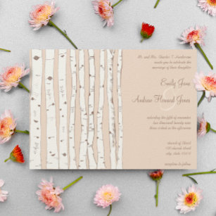 Silver Peony Russet Birch Tree Wedding Invitations