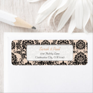 Silver Peony Vintage Damask Return Address Labels