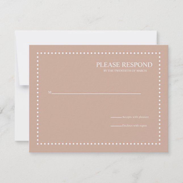 Silver Peony Wedding Response Card w/ Pearl Border (Front)