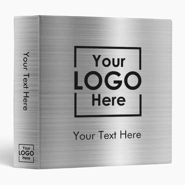 Silver Personalized Business Logo Text Corporate  3 Ring Binder (Front/Spine)