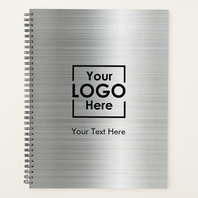 Silver Personalized Business Logo Text Corporate Planner (Front)
