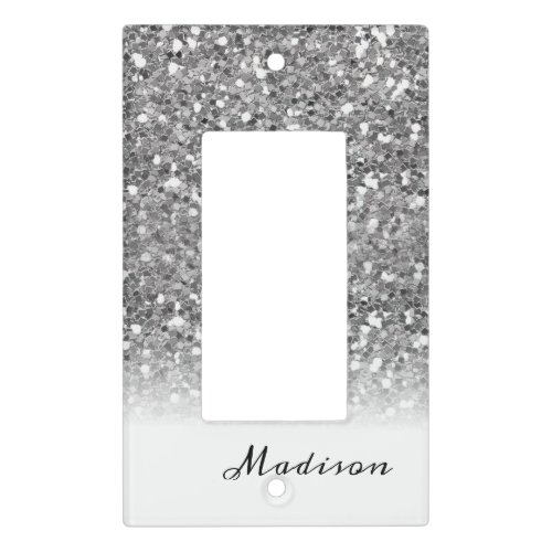 Silver Personalized Glitter Ombre Pretty Girly Light Switch Cover