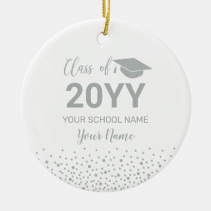 Silver Personalized Graduation Gift Christmas Ceramic Ornament