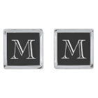 Silver personalized monogram initialed cufflinks