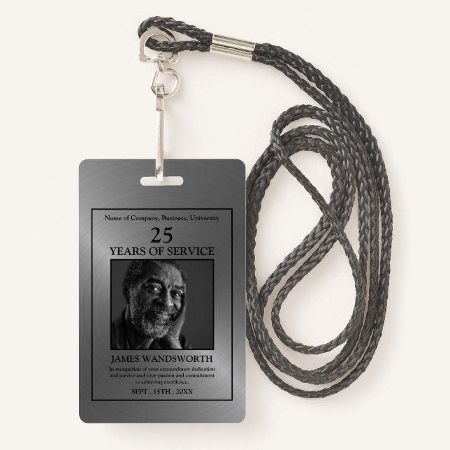 Silver/Personalized Photo - Employee Award Badge (Front with Lanyard)