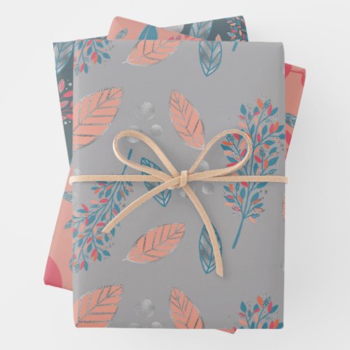 Silver Petals celebration birthday wrapping paper