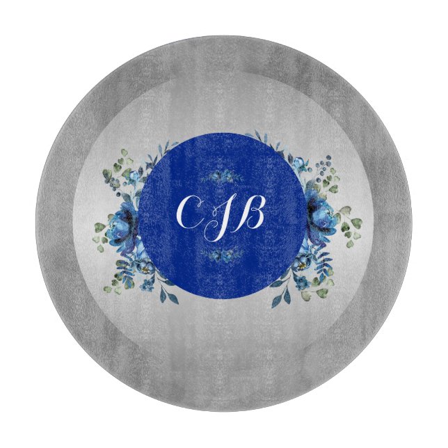 Silver Petals: Floral Beauty Cutting Board (Front)