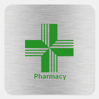 Silver pharmacy cross sticker