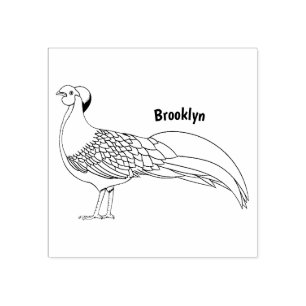 Silver pheasant bird cartoon illustration rubber stamp