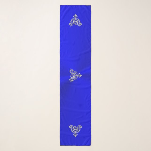 Silver phoenix w/ embossed look on royal blue scarf (Front)