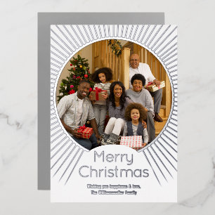 Silver Photo Family Christmas Foil Holiday Card