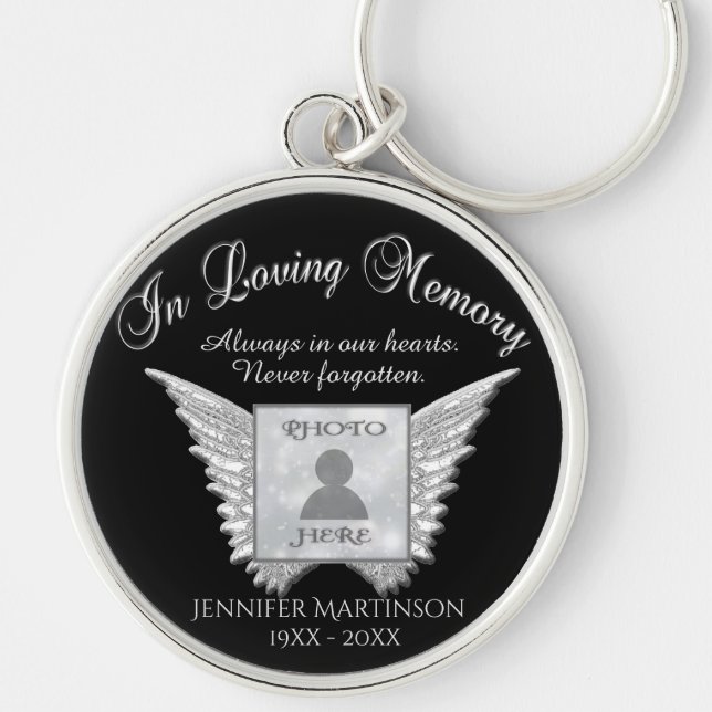 Silver Photo Memorial in Loving Memory Keychain (Front)