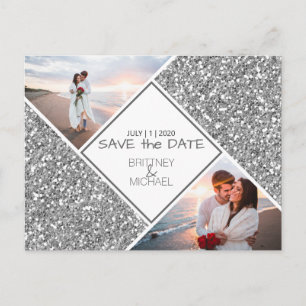 Silver Photo Photo Save the Date Postcard