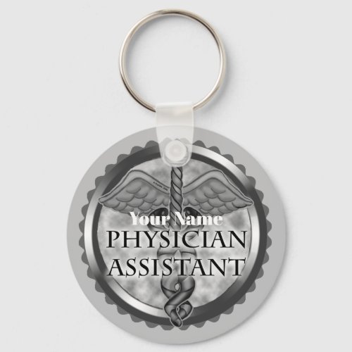 Silver Physician Assistant custom name keychain