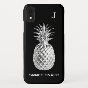 Silver Pineapple Space Snack Fruit Monogrammed iPhone XR Case