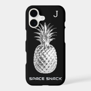 Silver Pineapple Space Snack Fruit Monogrammed iPhone 17 Case