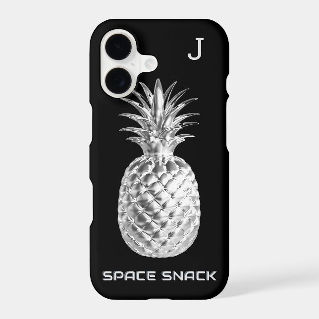 Silver Pineapple Space Snack Fruit Monogrammed Case-Mate iPhone Case (Back)