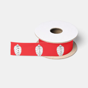 Silver Pinecone Red Ribbon