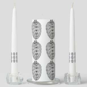 Silver Pinecones Unity Candle