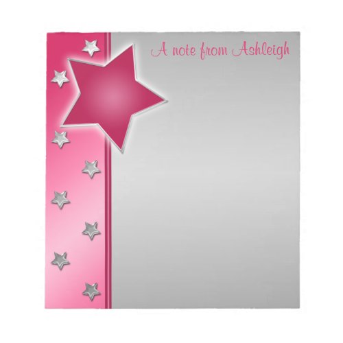 Silver Pink and Red Stars Notepad II