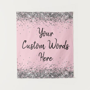 Silver Pink Black Birthday Party Photo Booth Prop  Tapestry