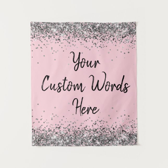 Silver Pink Black Birthday Party Photo Booth Prop  Tapestry (Front)