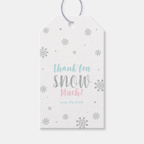 Silver Pink  Blue Winter Wonderland Thank you Gift Tags
