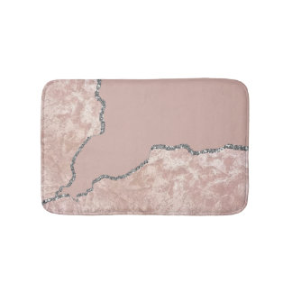 Silver Pink Brushed Metal Glitter Bath Mat