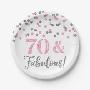 Silver  Pink Confetti 70 and Fabulous  Paper Plates