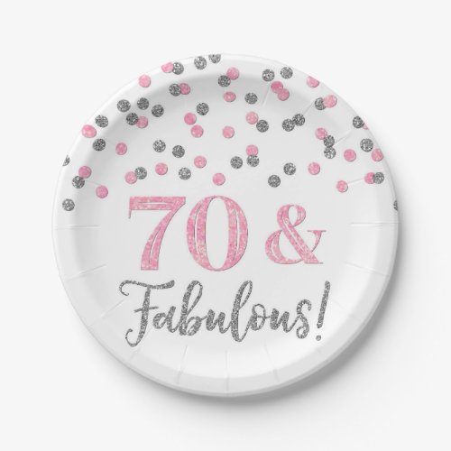 Silver  Pink Confetti 70 and Fabulous  Paper Plates