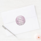 Silver & Pink Damask Pearl Quinceanera Sticker (Envelope)