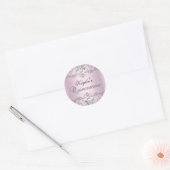 Silver & Pink Damask Pearl Quinceanera Sticker (Envelope)