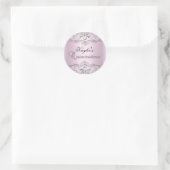 Silver & Pink Damask Pearl Quinceanera Sticker (Bag)