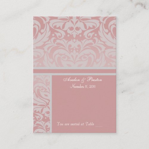 Silver &amp; Pink Damask Table Placecard Business Card