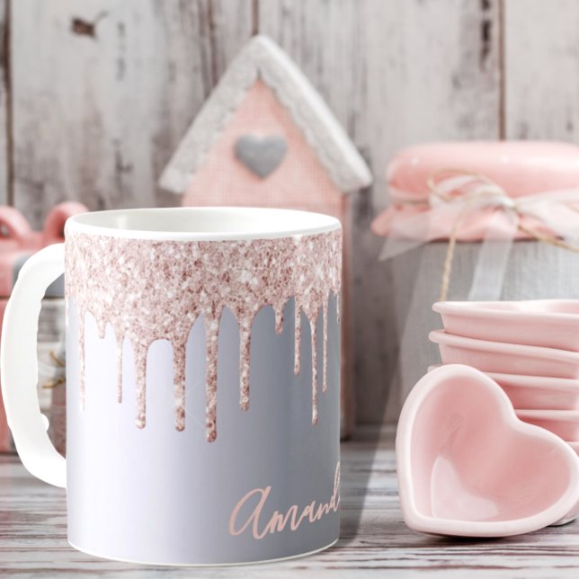 Silver pink drips name coffee mug (Creator Uploaded)