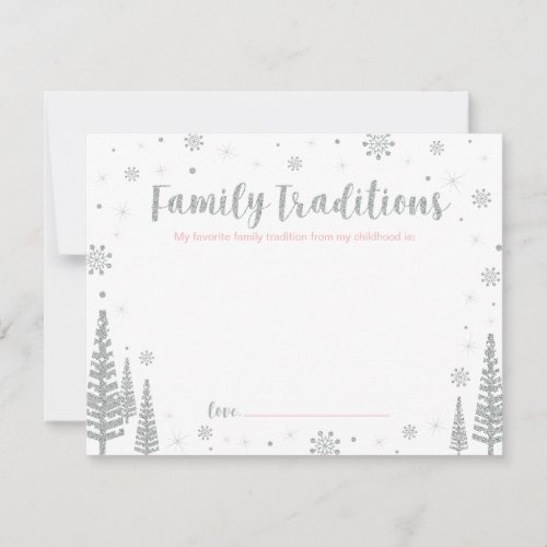 Silver  Pink  Family Traditions Baby Shower Game Advice Card