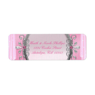 Silver & Pink Fancy Frame Party Address Labels